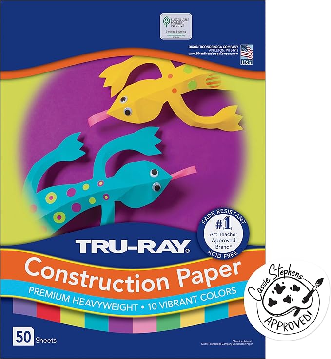 Tru-Ray Construction Paper, 10 Vibrant Colors, 9" x 12", 50 Sheets & Construction Paper P103031, 10 Classic Colors, 9" x 12", 50 Sheets