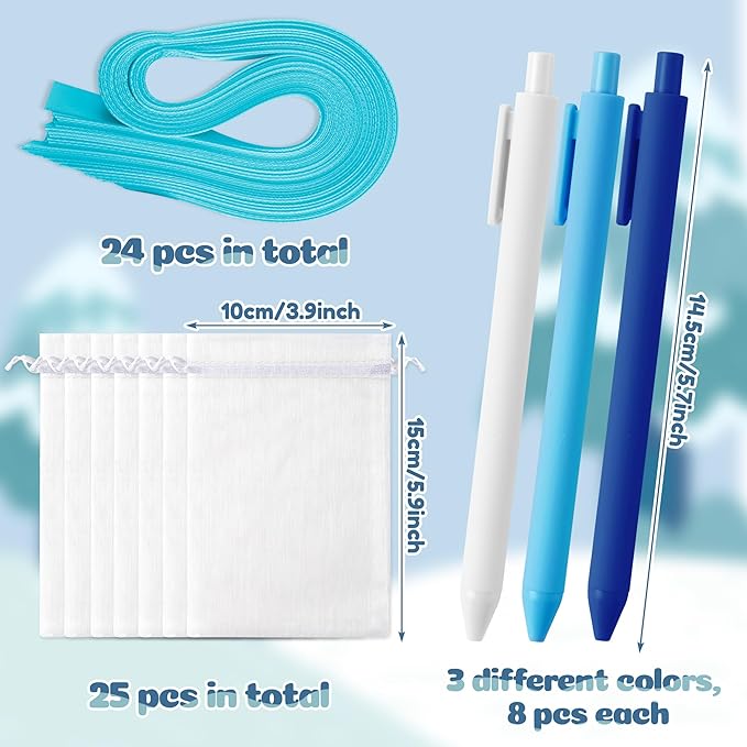 Xqumoi Winter Penguin Sticky Notes with Pen Gift Set - 24 Set Christmas Polar Animal Self Sticky Writing Memo Notepads Ballpoint Pens Mesh Bag Party Favors School Classroom Rewards Office Supplies