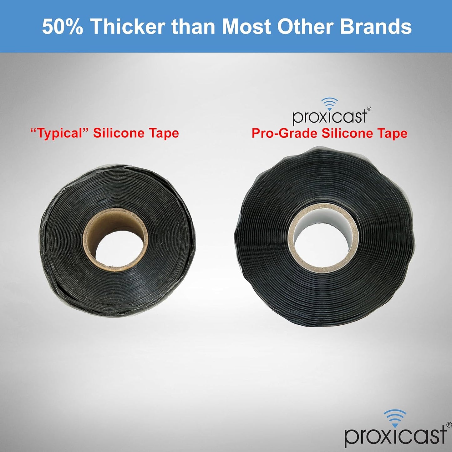 Proxicast Pro-Grade Extra Strong 30mil Weatherproof Self-Fusing Silicone Rubber Sealing Tape For Outdoor Antenna Coax & Electrical Cables, Hose/Pipe Leaks & Emergency Repairs (1.5" x 15' roll) - Black