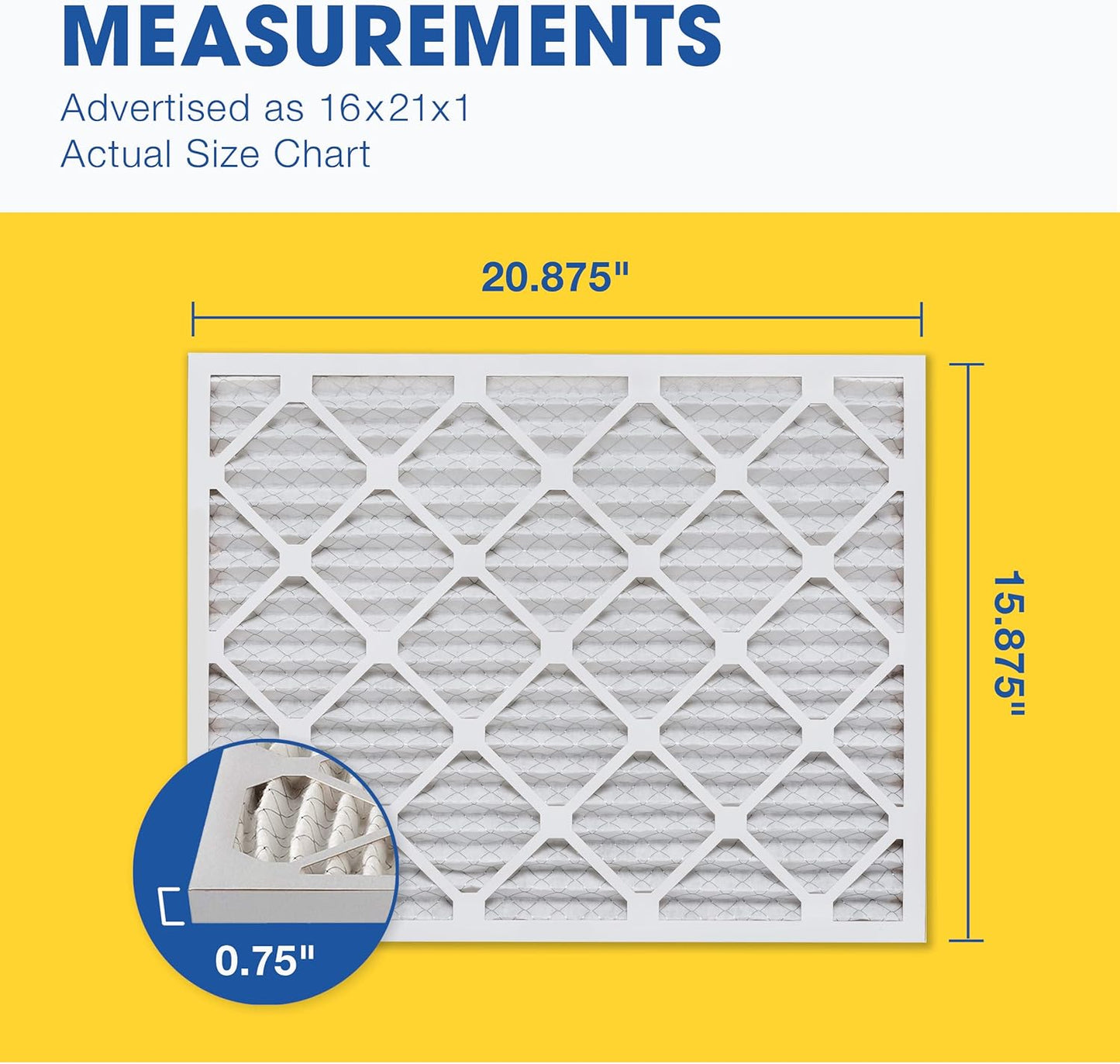 Aerostar 16x21x1 MERV 13 Pleated Air Filter, AC Furnace Air Filter, 6 Pack (Actual Size: 15 7/8" x 20 7/8" x 3/4")