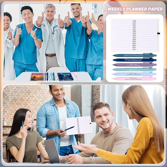 Sayglossy 48 Pcs Inspirational Notebooks Bulk Coworker Positive Spiral Notebook Party Favors A6 Journal with Ballpoint Pen Classroom Office Appreciation Gift(Xmas Styles Journal)