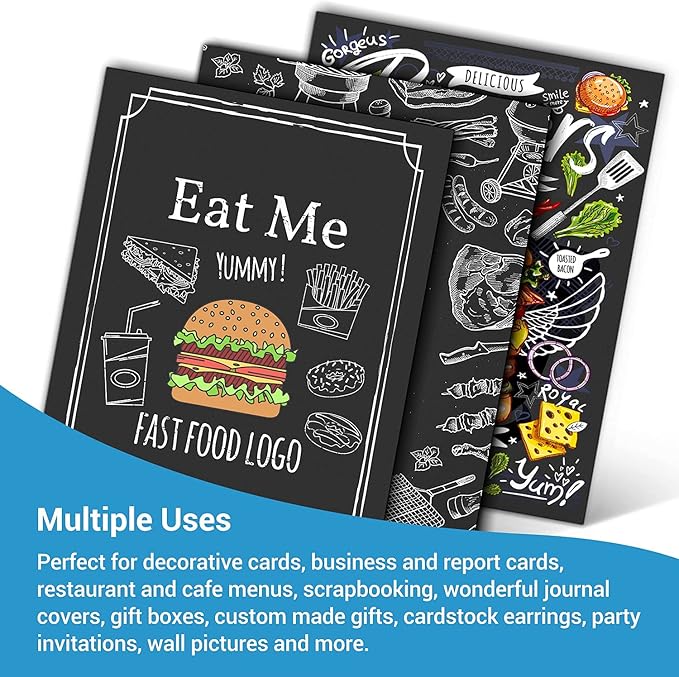 Ohuhu Black Cardstock Thick Paper 100 Sheets - Ohuhu 8.5" x 11" Heavyweight 80 lb/216 gsm Card Stock for Crafts and DIY Card Making