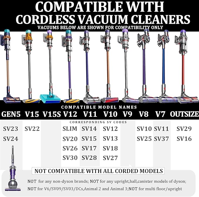 Attachments Kit for Dyson V15 V15s V9 V8 V11 V12 V10 V7 Gen5 Cordless Vacuum Cleaner,Compatible with Detect/Absolute/Outsize/Slim Accessories Replacement Brush Parts