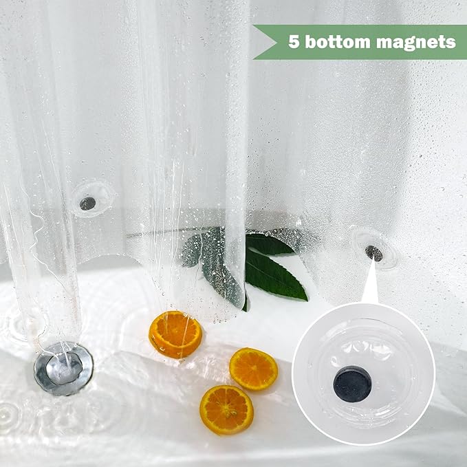 UFRIDAY Clear Shower Stall Curtain Liner 48 x 78 inches,Heavy Duty Liner Waterproof Transparent Shower Curtain for Bathroom PEVA with 3 Magnets Bottom