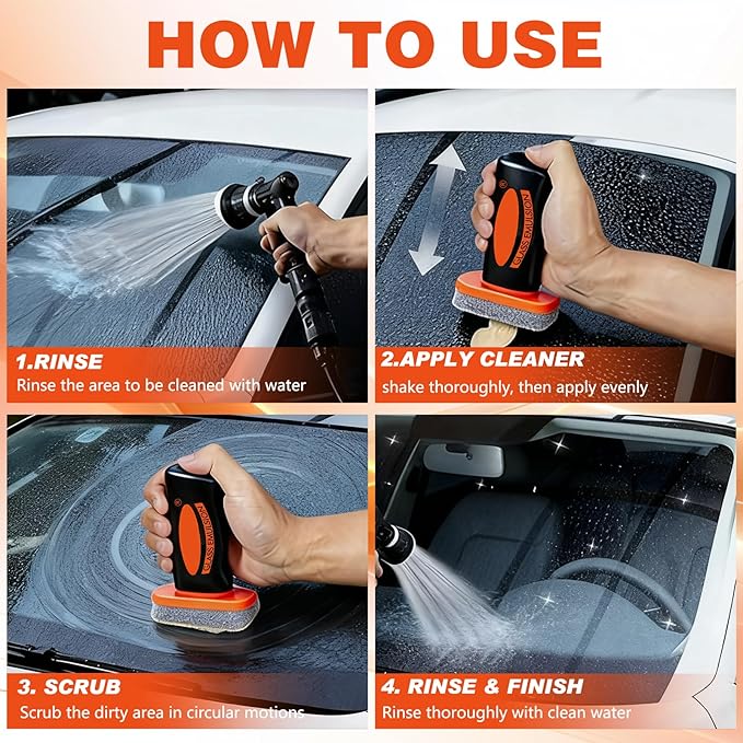2pcs Glass Oil Film Remover for Car, Roll-On Glass Compound with Cleaning Board, Removes Oil Film & Smudges, Improve Windshield Clarity for Safe Driving