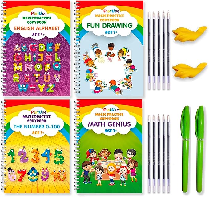 Grooved Magic Practice Copybook for Preschoolers Ages 3-8 Reusable 3D Handwriting Tracing Solution to Improve Pen Control and Fine Motor Skills with Disappearing Ink - Easter Gifts
