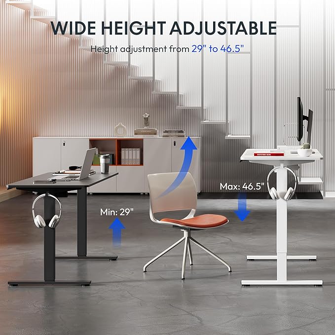 FLEXISPOT 63x24 Inch Electric Height Adjustable Standing Desk for Home & Office, Splice Board Desk for Computer Workstation, Study, or Creative Setup, Black
