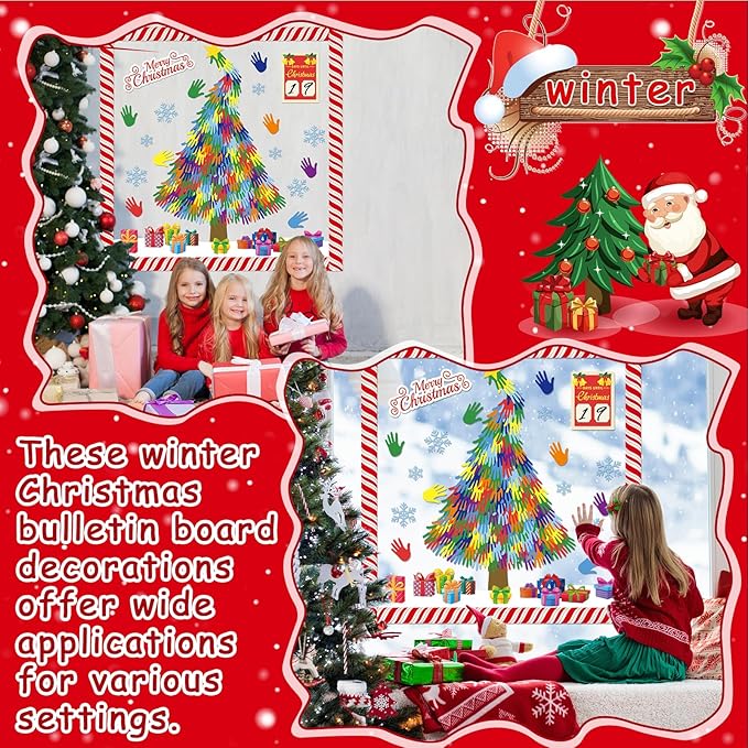 gisgfim Christmas Bulletin Board Decoration Set Merry Christmas Tree Paper Cutouts Xmas Classroom Count Down Bulletin Board Decor for Xmas Winter Holiday School Door Party Home Wall(Count Down)