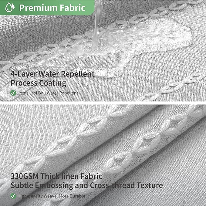 No Hook Extra Long Shower Curtain Set with Snap-in Liner,Linen Textured Thick Striped Fabric with Tassels,Boho Chic Modern Farmhouse Bathroom Curtain,Water-Repellent,Grey/Gray,71x86