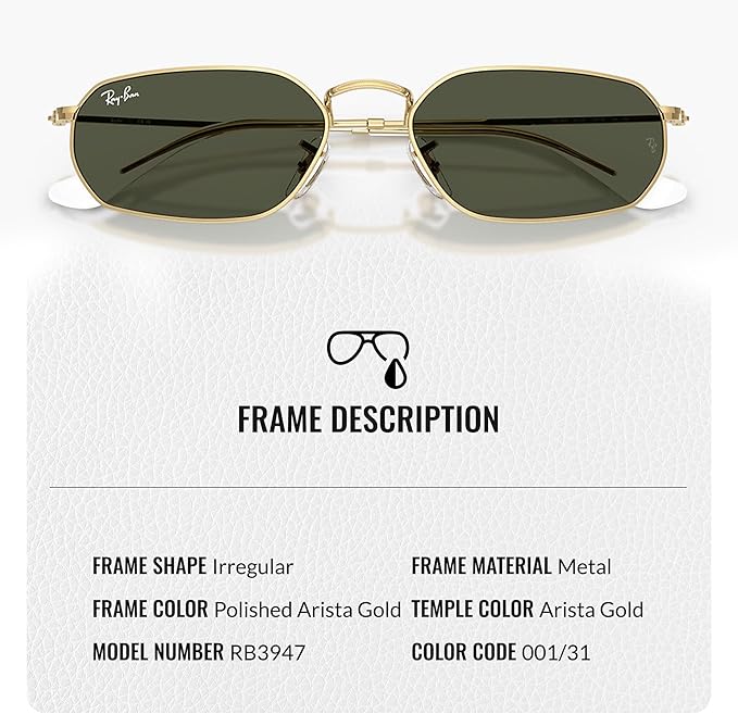 Ray-Ban RB3947 Square-Round Shaped Sunglasses for Men & Women with Official RAYBAN Eyewear Kit – Classic Timeless Design
