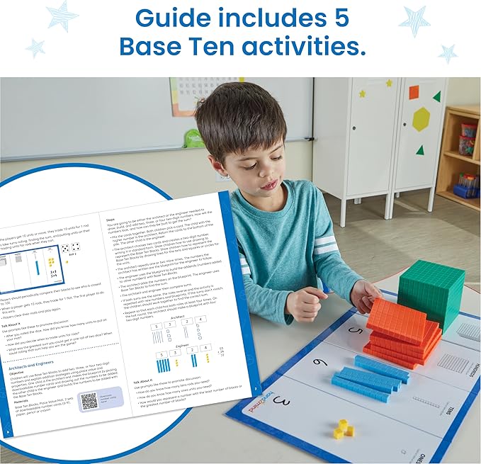 hand2mind Multicolored Base Ten Blocks Activity Set, Place Value Manipulatives, Base 10 Blocks for Math, Counting Cubes, Math Manipulatives 1st Grade, Small Group Classroom Must Haves (133 Pieces)