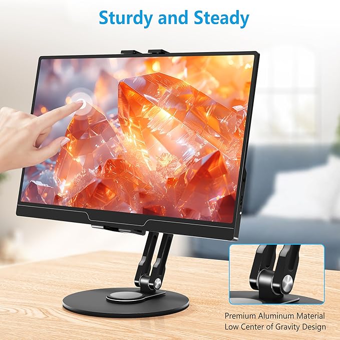 Bimo Tablet Stand Holder for ipad,Portable Monitor Stand Holder for 15.6'',16'',360°Rotate Base for 4.7''-16'' Kindle,Store Cash Register Office Reception Kitchen Desktop Display