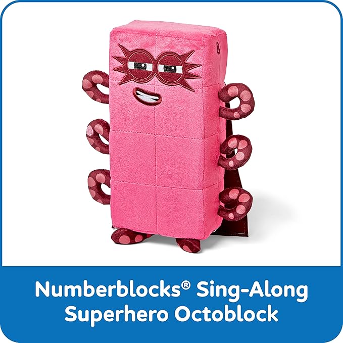 hand2mind Numberblocks Sing-Along Superhero Octoblock Plush, Music Toys, Numbers for Toddlers, Preschool Math Learning Toys, Light Up Stuffed Animal Plushies, Counting Blocks, Kids Birthday Gifts