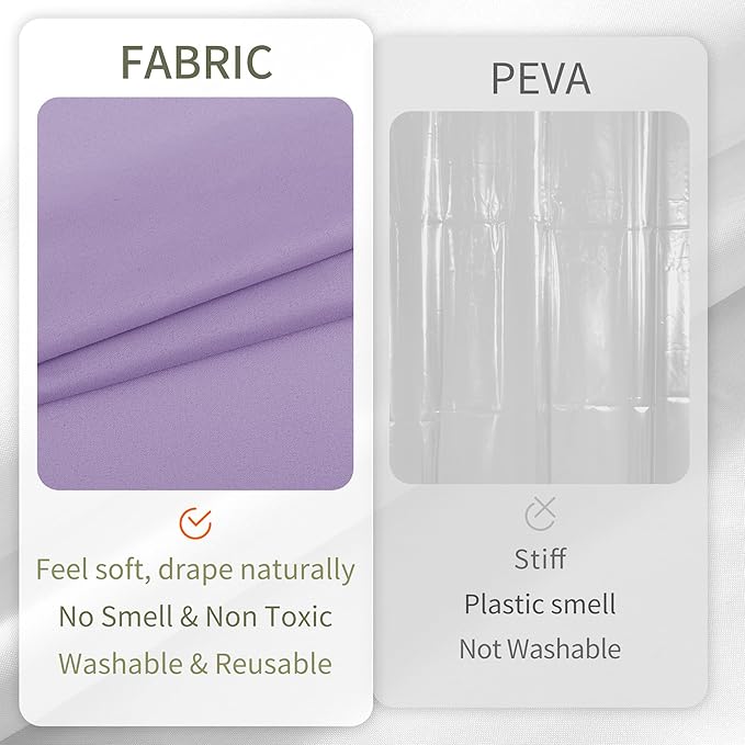 ALYVIA SPRING Lavender Purple Fabric Shower Curtain Liner Waterproof - Soft & Light-Weight Cloth Shower Liner with 3 Magnets, Hotel Quality & Machine Washable - Standard Size 72x72, Lavender