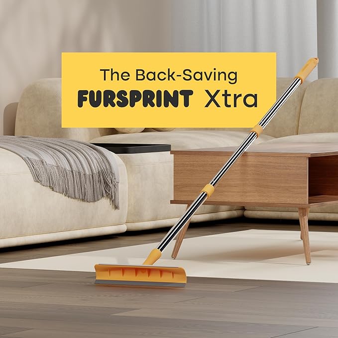 Carpet Rake for Pet Hair Removal – Reusable Cat & Dog Hair Remover Broom with Adjustable 60" Long Handle, Rug Rake Scraper for Carpet, Rugs, Mats, Upholstery & Couch Cleaning