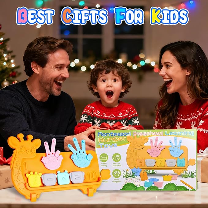 Preschool Learning Toys,Upgraded Silicone Montessori Educational Math Manipulatives Toys for Toddlers 3-5,Number Counting Blocks Playtime Toys for 3-5 Year Boys Girls Birthday Gifts