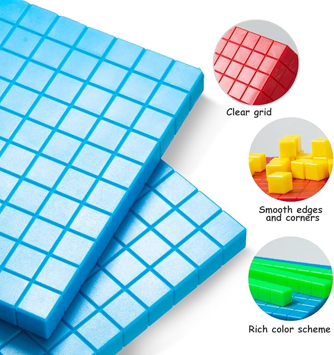 334 PCS Base Ten Blocks Set,Contains 110 rods Counting Cubes to Help Kids Learn Maths. 2 Boxes-Pack.