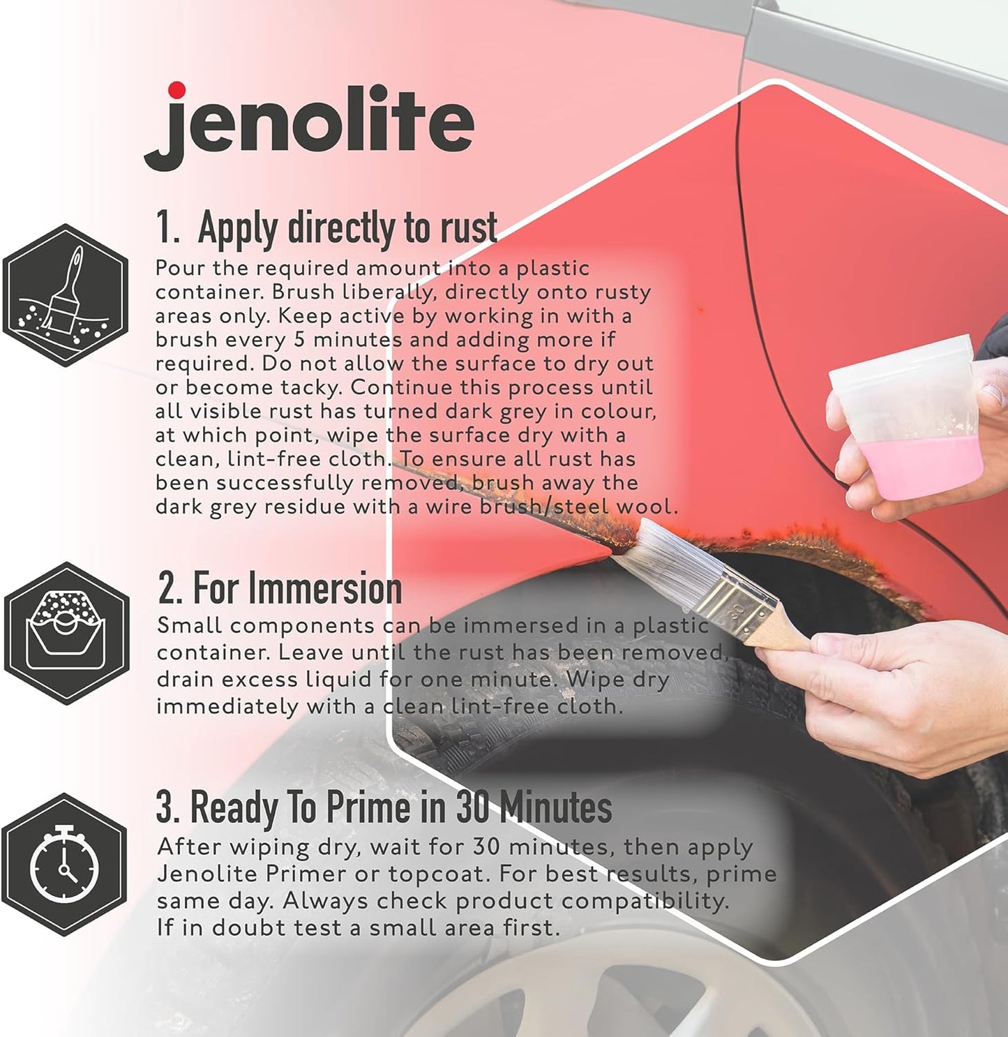 JENOLITE Rust Remover for Metal - Fast Acting No Drip Thick Liquid - Industrial Strength, Removes Rust Back to Bare Metal - 5oz (150ml)