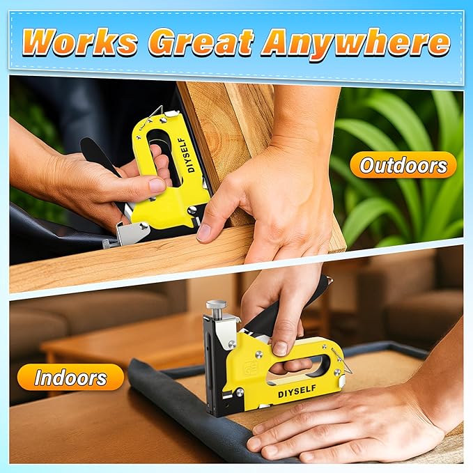 DIYSELF Staple Gun Heavy Duty 4-in-1 Upholstery Staple Gun with 4000 Staples Remover Fabric Stapler Stapler Gun for Wood Upholstering Crafts Carpet Wire grapadora para Madera Men Tool Gift Christmas