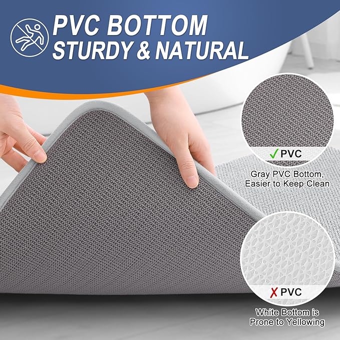 OLANLY Thick Memory Foam Bath Mat Rug 30x20, Extra Soft Absorbent Bathroom Rug, Quick Dry Bath Mats, Non-Slip, Machine Washable Carpet for Bathroom, Tub and Shower, Home Decor Accessories, Light Grey