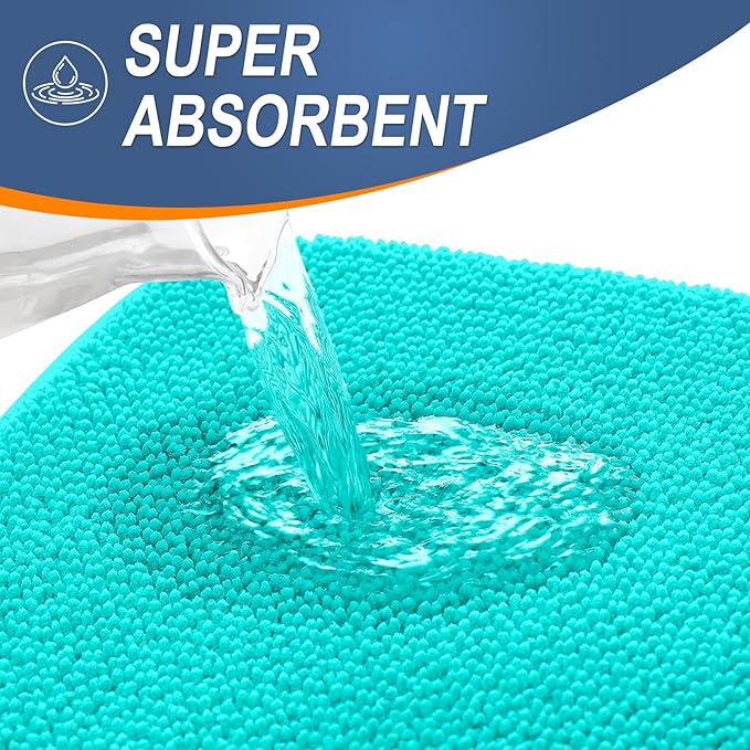 OLANLY Thick Memory Foam Bath Mat Rug 44x24, Extra Soft Absorbent Bathroom Rug, Quick Dry Bath Mats, Non-Slip, Machine Washable Carpet for Bathroom, Tub and Shower, Home Decor Accessories, Teal