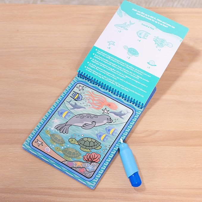 Melissa & Doug On The Go Water Wow! Mess Free Coloring Book, Reusable Water-Reveal Activity Pad, Under The Sea, Travel Toys, Party Favors, for Toddlers & Kids Ages 3+ - FSC Certified