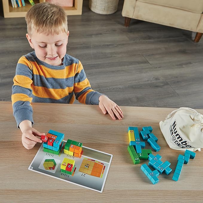 hand2mind Numberblocks Wooden Building Blocks Activity Set, Wood Stacking Toy, Counting Blocks, Numbers for Toddlers, Math Games, Preschool Learning Activities,Birthday Gift, 39 Pieces