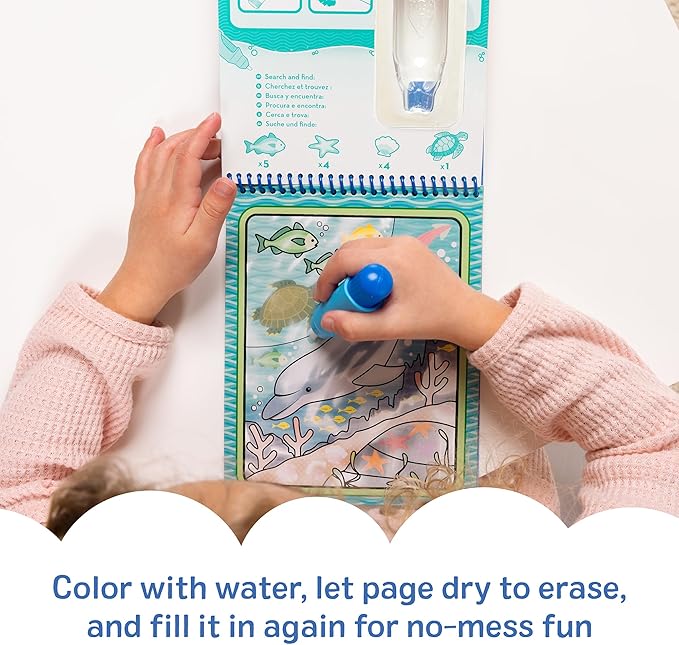 Melissa & Doug On The Go Water Wow! Mess Free Coloring Book, Reusable Water-Reveal Activity Pad, Under The Sea, Travel Toys, Party Favors, for Toddlers & Kids Ages 3+ - FSC Certified