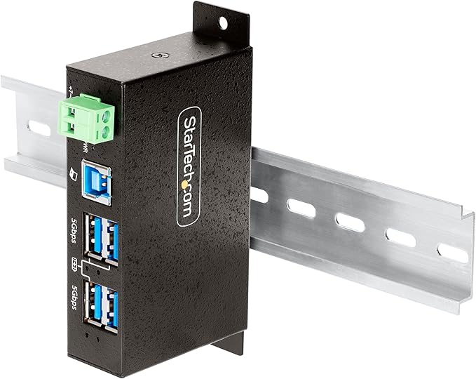 StarTech.com 4-Port Managed USB Hub with 4X USB-A, Heavy Duty with Metal Industrial Housing, ESD & Surge Protection, Wall/Desk/Din-Rail Mountable, USB 3.0/3.1/3.2 Gen 1 5Gbps, TAA