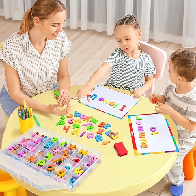JoyCat Classroom Magnetic Letters Kit Colorful 234 Pcs with Double-Sided Magnet Board - Foam Alphabet Letters for Preschool Kids Toddler Spelling and Learning - Fridge Magnets ABC Education Toys