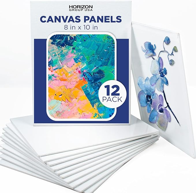 Horizon Group USA Painting Panel Canvas Boards, 8" x 10", Pack of 12, Multicolor