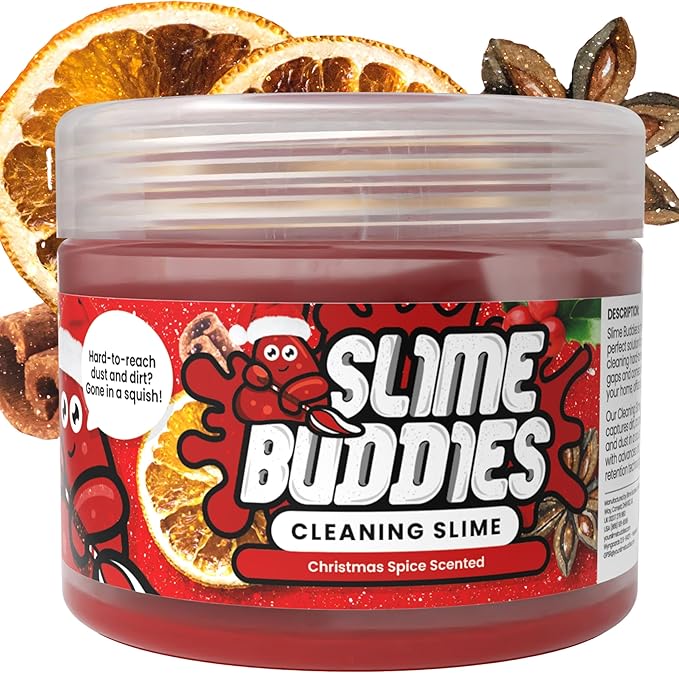 Slime Buddies Car Cleaning Gel Putty - Christmas Spice Scented Interior Detailing Tool for Cup Holders, Air Vents & Keyboard - Reusable Auto Detailing Accessories - Dust Remover Goop