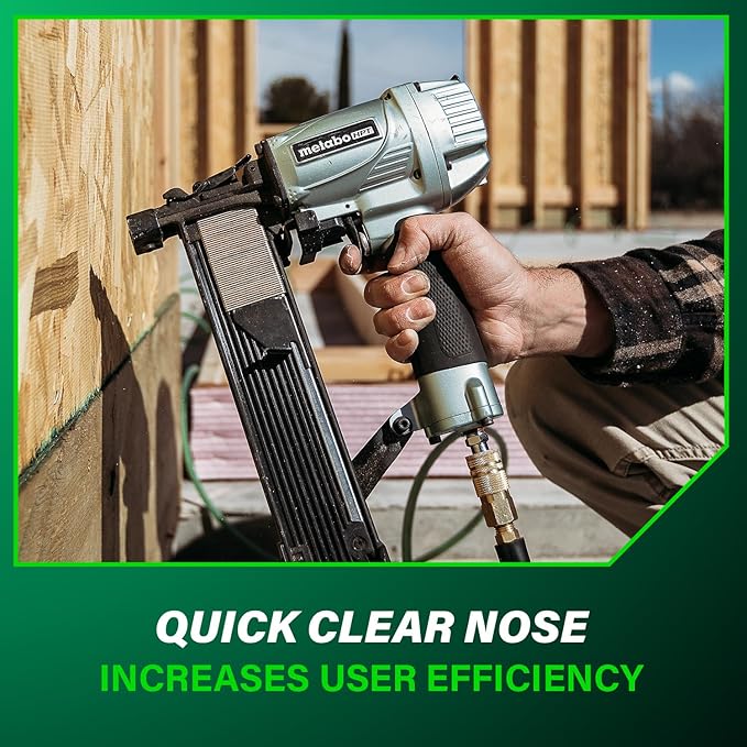 Metabo HPT 7/16" Standard Crown Stapler, Pro-Preferred Pneumatic Power Nailers, Construction Tool for Roof Decking & Subfloor Install, 16 Gauge Power Stapler, 1" to 2" Crown Staples, N5008AC2