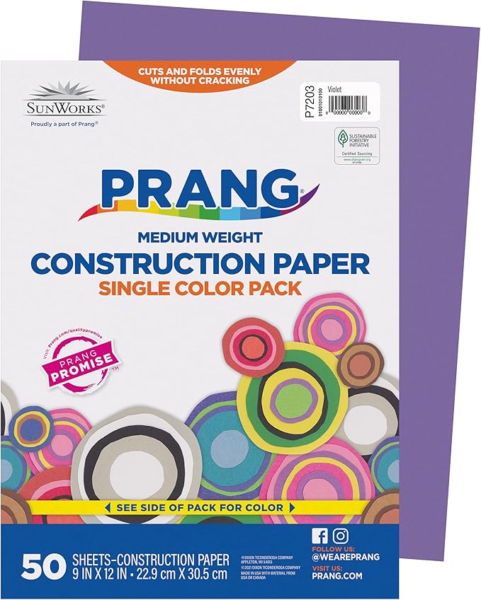 Prang (Formerly SunWorks) Construction Paper, Violet, 9" x 12", 50 Sheets