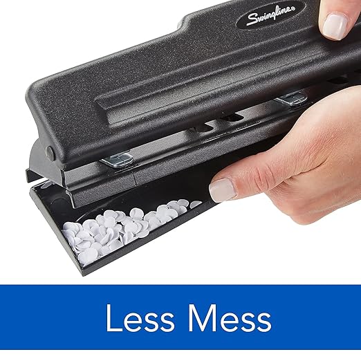 Swingline 3 Hole Punch, 10 Sheet Capacity Three Hole Puncher 3 Ring, Adjustable 2-3 Hole Paper Punch, Black (74015)