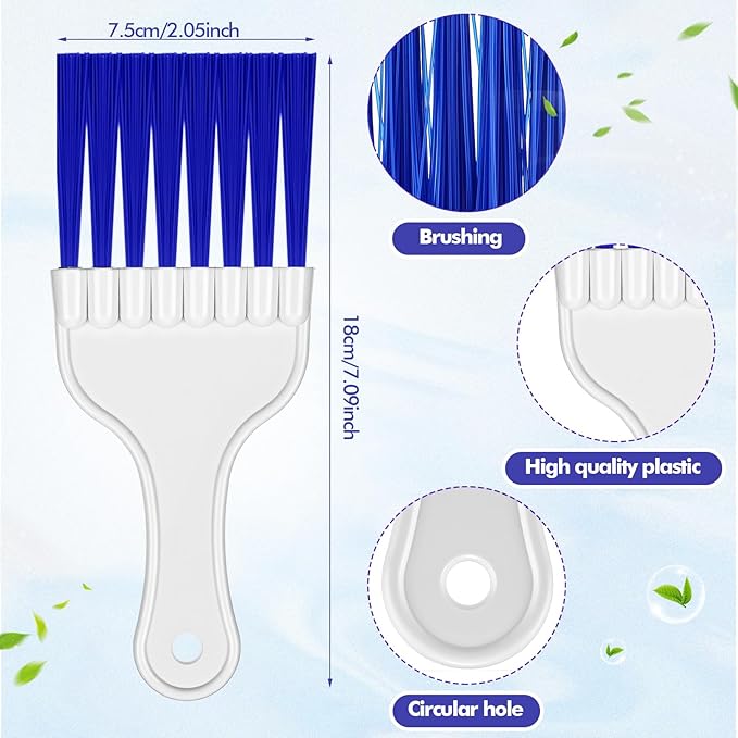 Boao 24 Packs Coil Brush Air Conditioner Condenser Refrigerator Cleaning HVAC Coil Cleaner Small Plastic Whisk Brush (Blue)