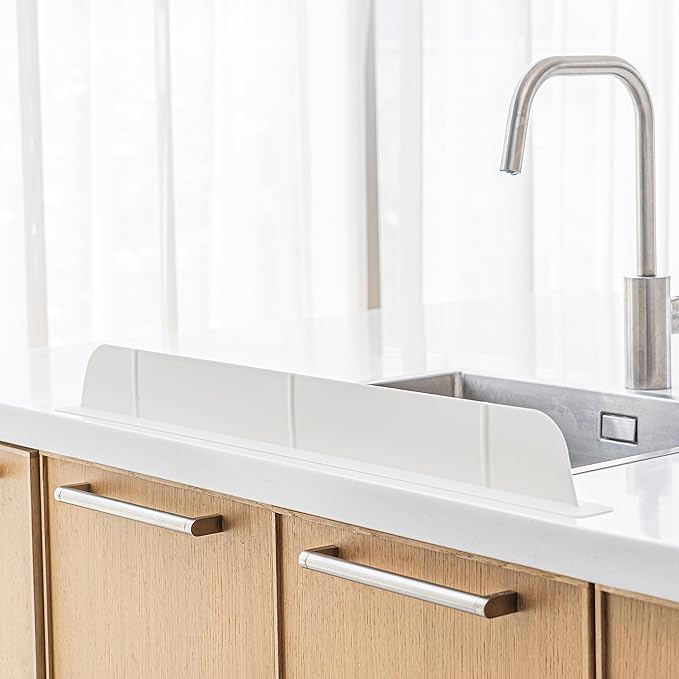 30 inch(75cm) Premium Kitchen Sink Silicone Water Splash Guard SIZE UPGRADE 30" and new package - NO Suction Cups, Ultra Wide 30" - Made in Korea (Ultra Wide Eco White)