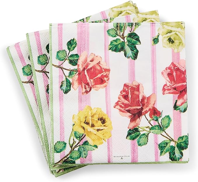 MACKENZIE-CHILDS Cocktail Paper Napkins, Stylish Paper Cocktail Napkins for Parties and More, Garden Gala