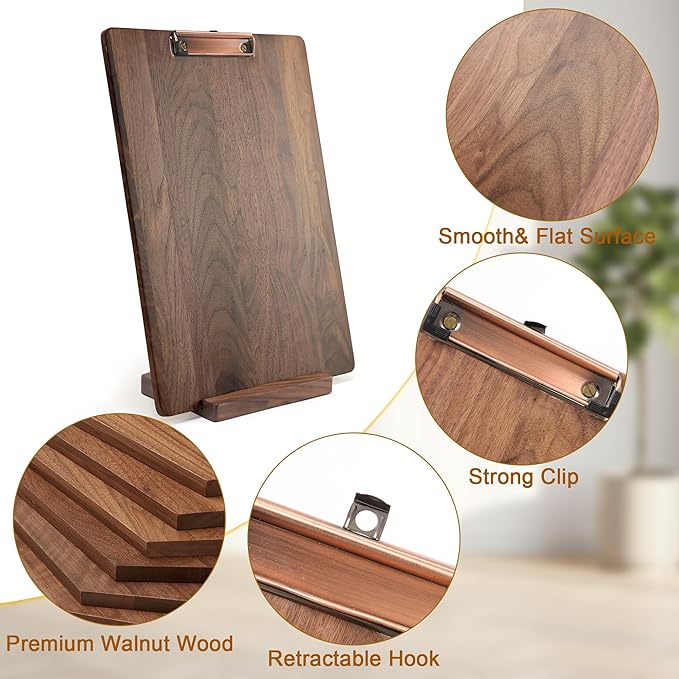 Walnut Wood Clipboard, Drawing Clip Board & Lap Easel, 16.5 x 11.8 inch, Legal Size Clipboards, Vertical Wood Lap Board for Sketching, Watercolor, Painting, Art Supplies and Landscape Working