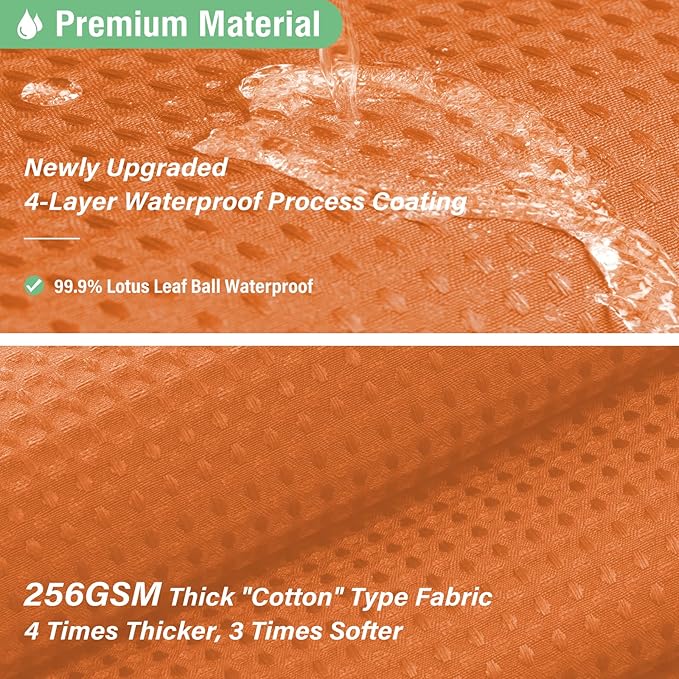 Dynamene Burnt Orange Fabric Shower Curtain - Waffle Weave Textured Heavy Duty Cloth Shower Curtains for Bathroom, 256GSM Hotel Luxury Weighted Bath Curtain Set with 12 Hooks,72x72, Burnt Orange