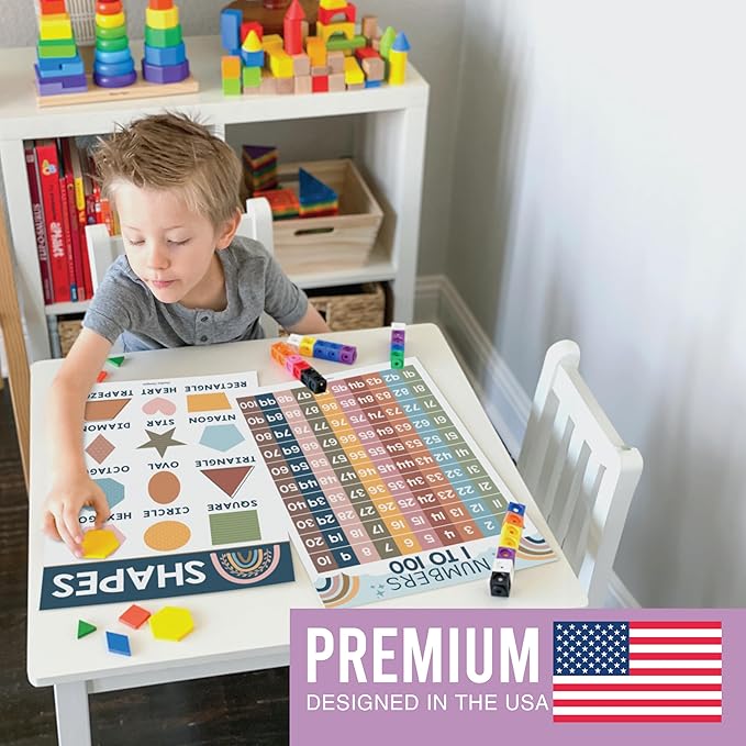 Hadley Designs 16 Educational Posters for Toddlers 1-3 - Learning Poster for Kids Ages 3-5, Alphabet Chart Playroom Homeschool Daycare & Classroom Decor, Kindergarten & Preschool Classroom Must Haves