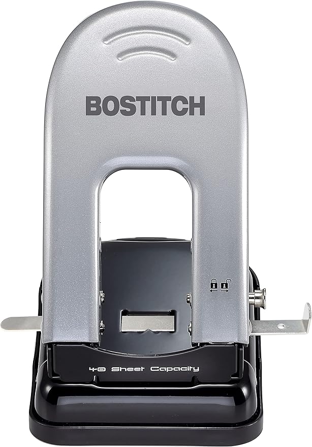 Paperpro-Bostitch 2340 Indulge 2-Hole Punch, 40-Sheet Capacity, Black/Silver