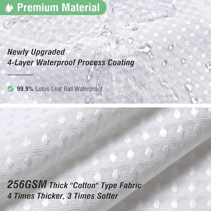 Dynamene 60 inch Stall Shower Curtain - Waffle Weave Heavy Duty Thick Fabric Shower Curtains for Bathroom,Weighted Hotel Spa Luxury Cloth Bath Curtain Set with 10 Plastic Hooks,60x72, White