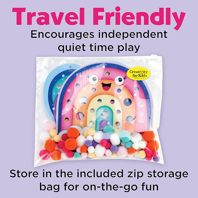 Creativity for Kids Pom Pom Pictures: Magical - Rainbow and Unicorn Sensory Toy Boards (8" x 8"), Preschool and Toddler Crafts, Unicorn Gifts (Ages 3+)
