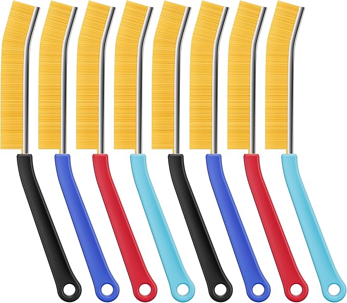 JOYMOOP 8 Pack Crevice Cleaning Brush, Hard Bristle Grout Brush, House Cleaning Supplies, Magnetic Gap Cleaning Brush for Kitchen, Bathroom, Window, Toilet, Multifunctional Cleaning Tools-4 Colors