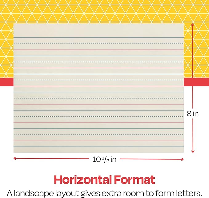 School Smart Zaner-Bloser Writing Paper, Handwriting Practice Lined Paper, Grade 2 Learning, 3/4 Inch Rule, 10-1/2 x 8 Inches, 500 Sheets