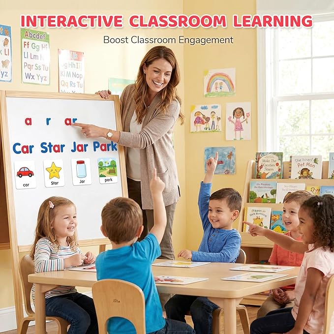 LovesTown Magnetic Alphabet Letters Kit for Kids, Double Sided Magnetic Board with Storage Box, Educational Learning Toys for Preschool Classroom and Home, 234 Pieces