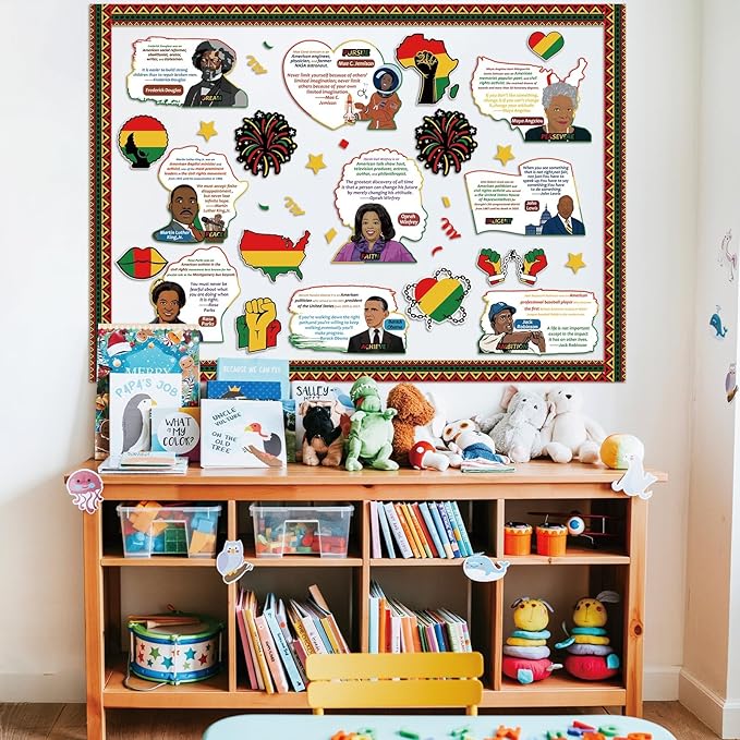 gisgfim Black History Month Bulletin Board Decoration Set African American Inspirational Borders Cutouts for Classroom School Bulletin Board Craft Home Wall(Black History Month)