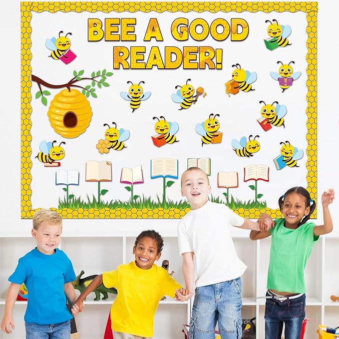 gisgfim Bee Bulletin Board Decorations Bee A Good Reader Cutouts Reading Theme Bulletin Board Borders for Classroom School Library Home Wall Decor(Bees)