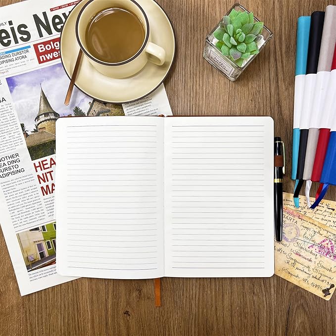 Notebook Journal, College Ruled Notebook Lined A5 160 Pages,Hard Cover Journals for Writing, Notebooks for Work Office School Women Men,5.7 inches x 8.4 inches(Brown)
